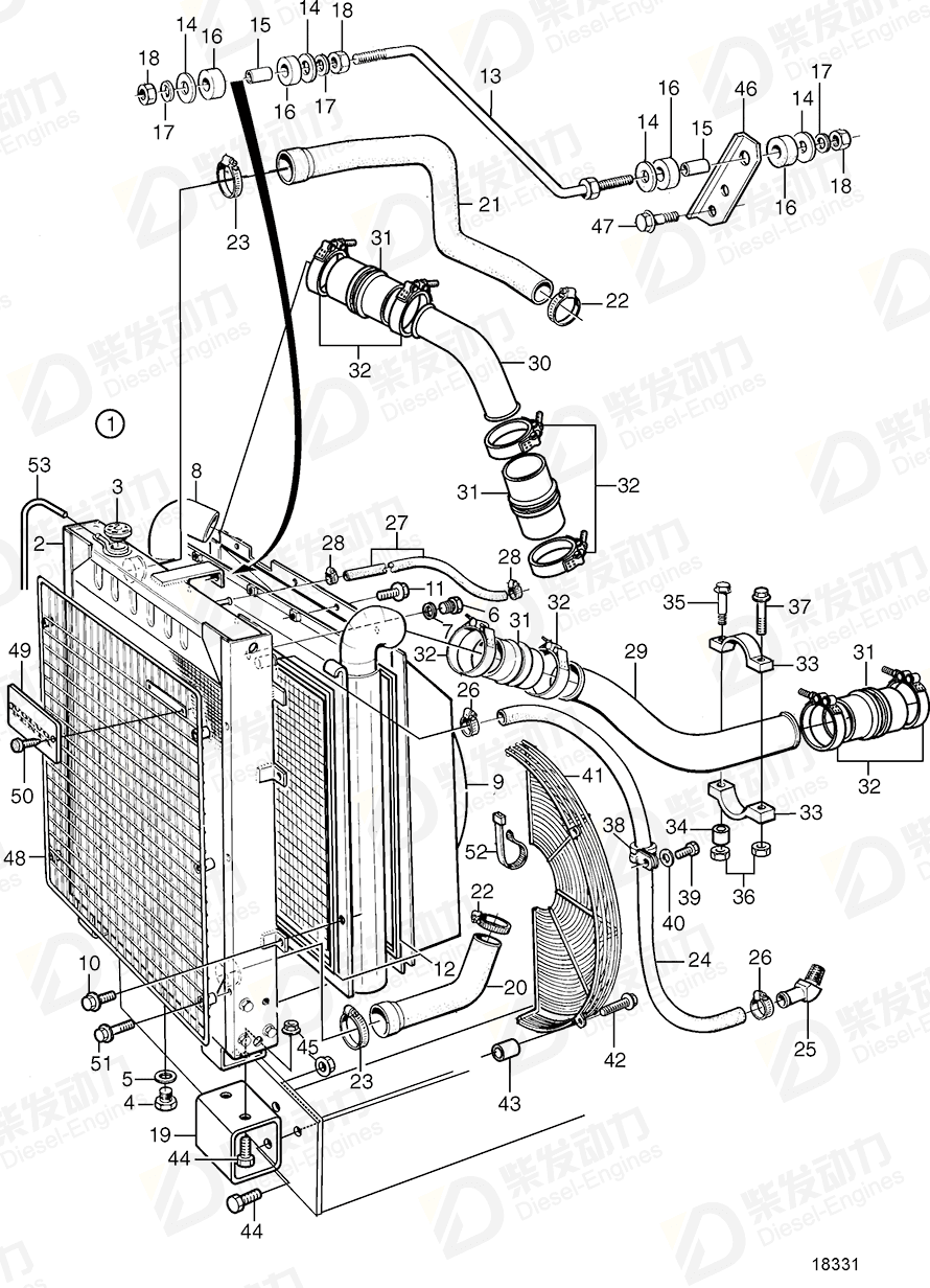 volvo penta Radiator hose 3827048 Drawing